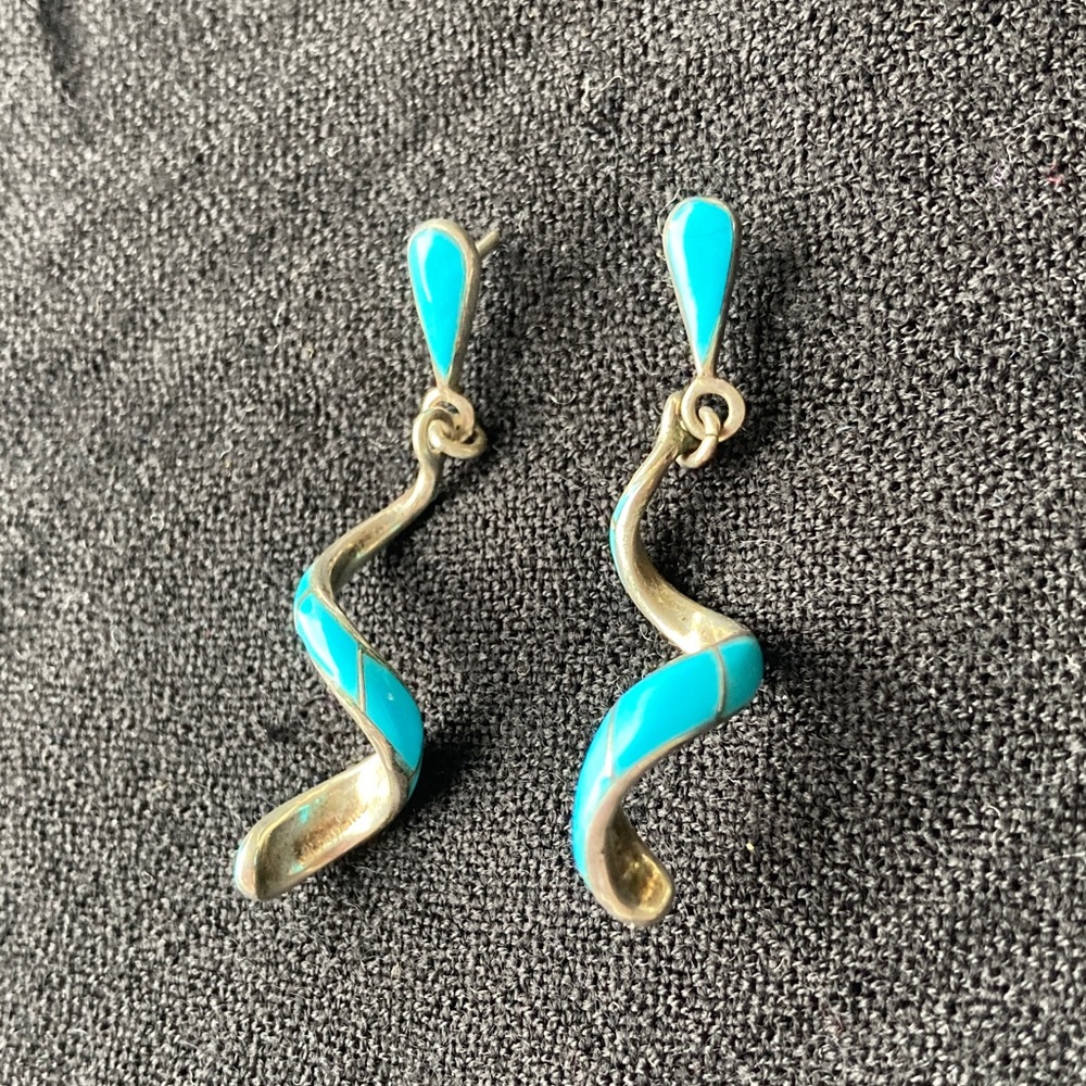 Turquoise Inlay Dangle Earrings